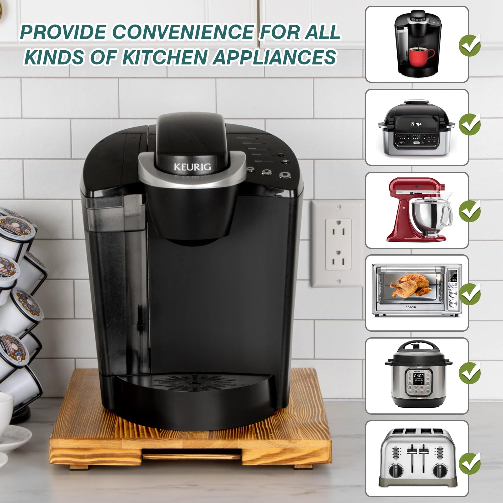 Coffeemaker Set with Tray トレー付コーヒーメーカー Amazon.co.jp: ANBOXIT 家電スライダー 素朴な木製スライドトレイ